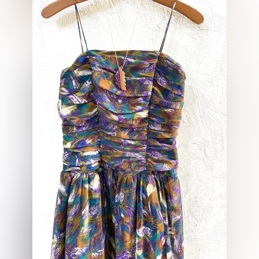 Vintage 80’s Peacock Feathers Party Dress / 80’s … - image 4